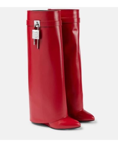 Givenchy Botas altas Shark Lock de piel - Rojo