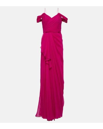 Costarellos Silk Virna Gown - Pink