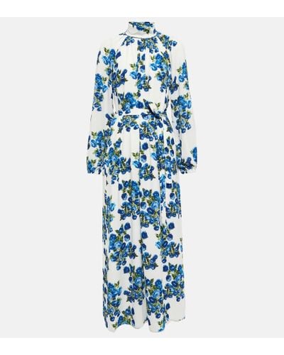 Emilia Wickstead Vestido largo Elanda de georgette floral - Azul