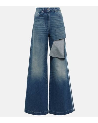 Peter Do Distressed High-rise Wide-leg Jeans - Blue