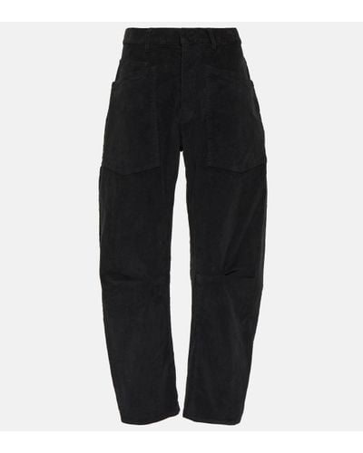 Nili Lotan Shon Cotton-blend Corduroy Barrel-leg Trousers - Black