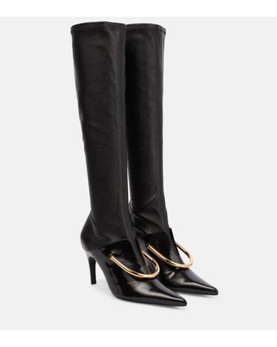Jil Sander Embellished Leather Knee-high Boots - Black