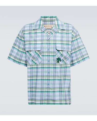 Marni Camisa bowling de gasa de algodon - Azul
