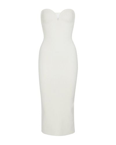 Galvan London Thalia Strapless Midi Dress - White