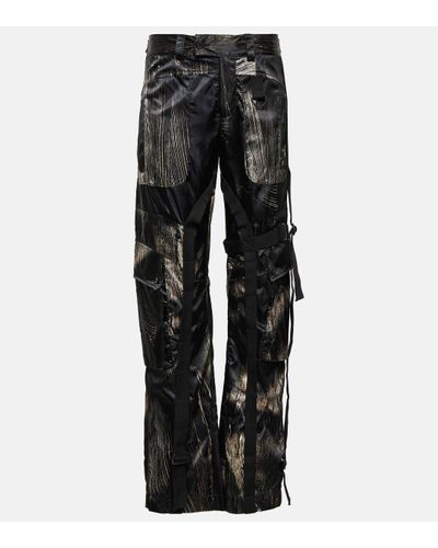 Louisa Ballou Printed Low-rise Straight Cargo Trousers - Black