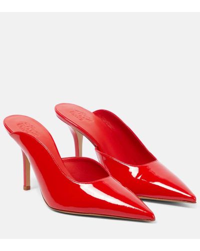 Gia Borghini Abella Patent Leather Mules - Red