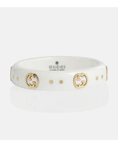Gucci Icon Ring Aus Synthetischem Korund, Zirkon Und 18 Karat Gold - Weiß