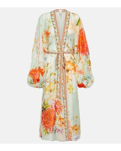 Camilla Embellished Silk Kimono - White