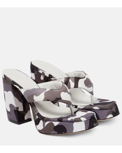 Gia Borghini Gia 17 Uni Camouflage Platform Thong Sandals - Metallic