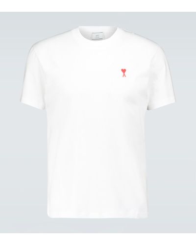 Ami Paris T-Shirt aus Baumwoll-Jersey mit Logostickerei - Weiß