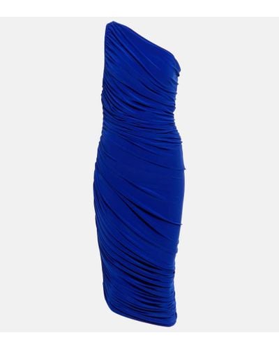 Norma Kamali One Shoulder Blue Dress