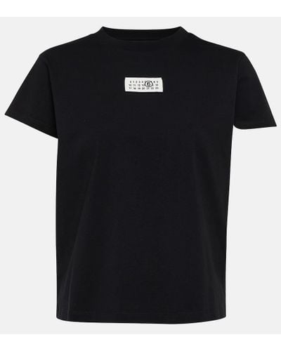 MM6 by Maison Martin Margiela Camiseta en jersey de algodon con logo - Negro