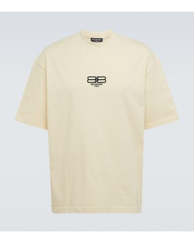 Balenciaga Logo-print Cotton T-shirt - Natural