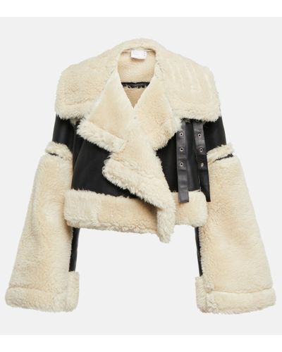 Sacai Faux Shearling Cropped Jacket - Natural