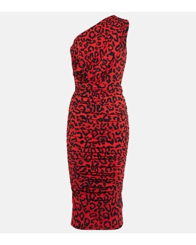 Dolce & Gabbana Robe midi a motif leopard - Rouge