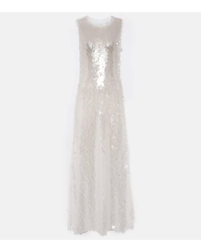 Norma Kamali Sequined Maxi Dress - White