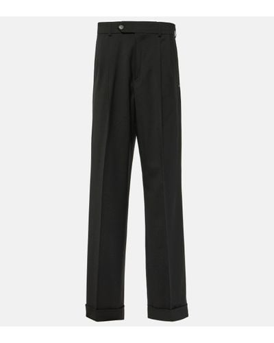Sportmax Ferito Pleated Wool Straight Trousers - Black
