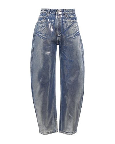 Ganni High-Rise Jeans Stary - Blau