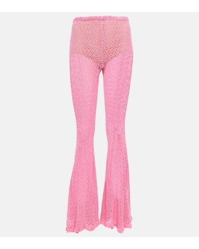 Blumarine Crochet Flared Pants - Pink