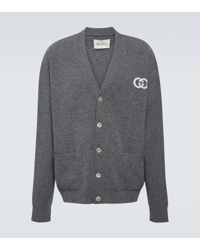 Gucci Interlocking G Wool Cardigan - Gray