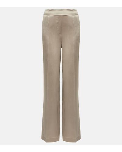 JOSEPH Tova Silk Satin Straight Pants - Natural