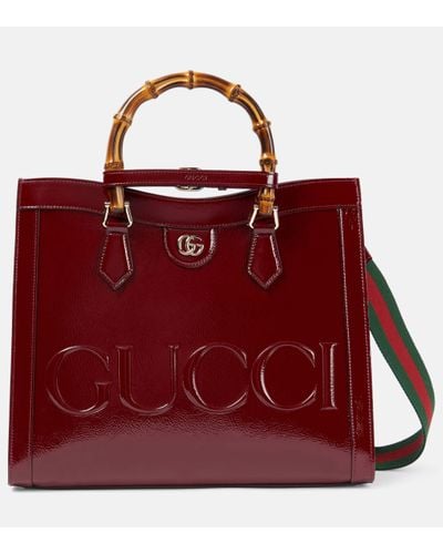 Gucci Sac Diana Medium en cuir verni - Rouge