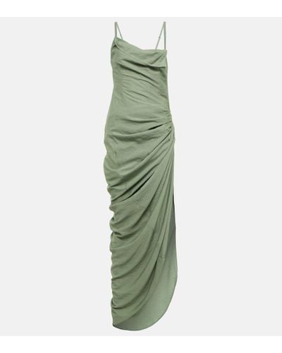 Jacquemus La Robe Saudade Cowl-neck Woven Maxi Dress - Green