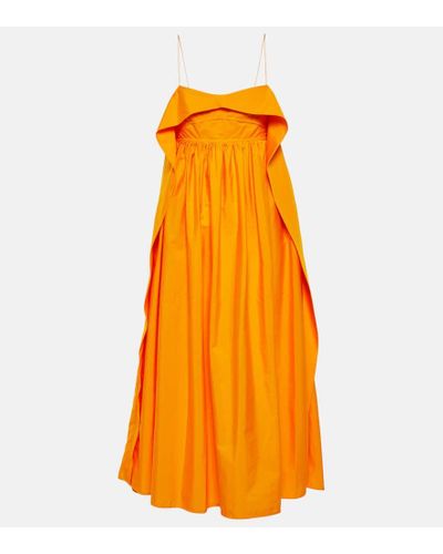 Cecilie Bahnsen Vestido midi de algodon - Naranja