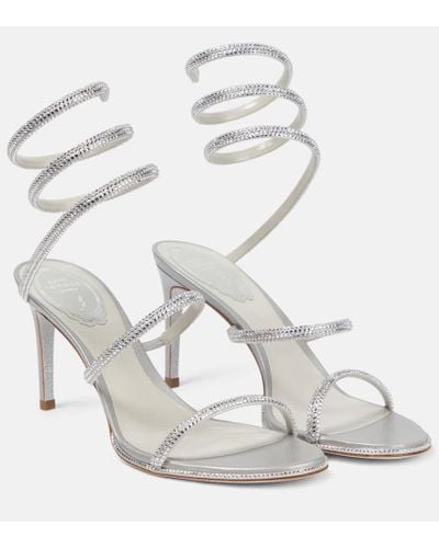 Rene Caovilla Cleo Embellished Satin Sandals - White