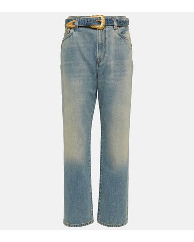 Balmain Belted Straight Jeans - Blue