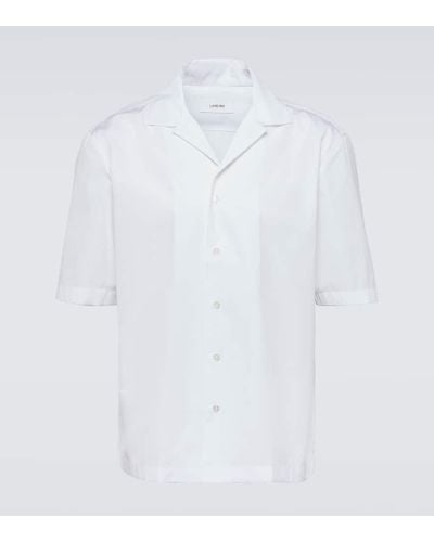 Lardini Camisa bowling de popelin de algodon - Blanco
