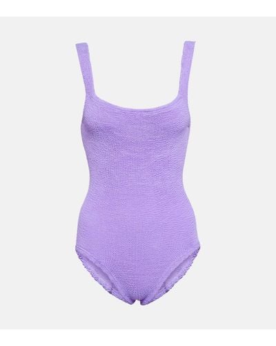 Hunza G Square Neck Swimsuit - Purple
