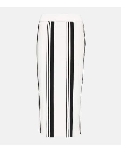 JOSEPH Pleated Striped Pencil Skirt - White