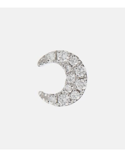 Maria Tash Diamond Moon Small 18kt White Gold Single Earrings With White Diamonds