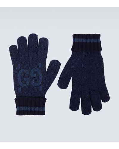 Gucci Handschuhe Aus GG Kaschmir - Blau