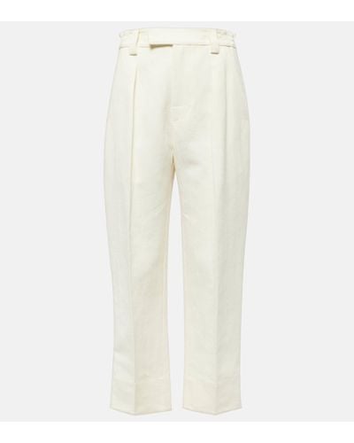 Loro Piana Linen And Cotton Straight Trousers - Natural