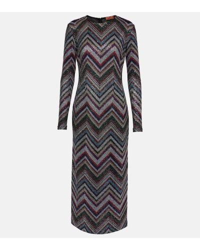 Missoni Zig Zag Sequined Midi Dress - Black