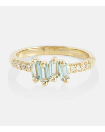 Suzanne Kalan Ring aus 14kt Gelbgold mit Diamanten und Topasen - Weiß