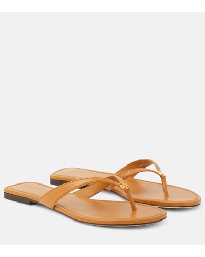 Tory Burch Classic Leather Thong Sandals - Brown