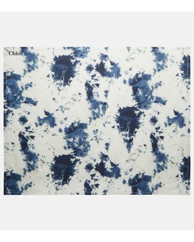 Chloé Foulard tie & dye en lin - Bleu