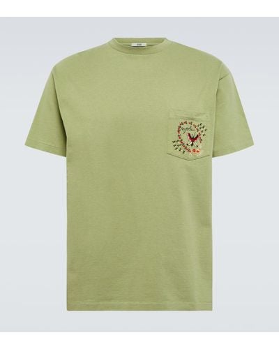 Bode Camiseta en jersey de algodon bordada - Verde