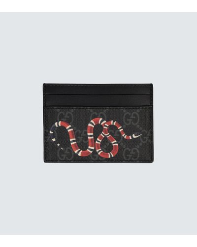 Gucci Kartenetui aus GG Supreme mit Kingsnake-Print - Schwarz