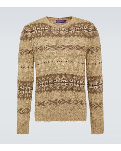 Ralph Lauren Purple Label Fair Isle Silk And Wool Sweater - Natural