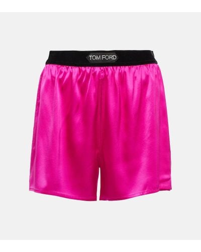 Tom Ford Shorts in misto seta a vita alta - Rosa