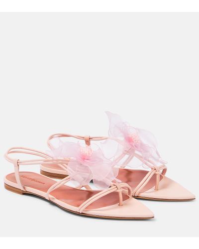 Nensi Dojaka Applique Leather Thong Sandals - Pink