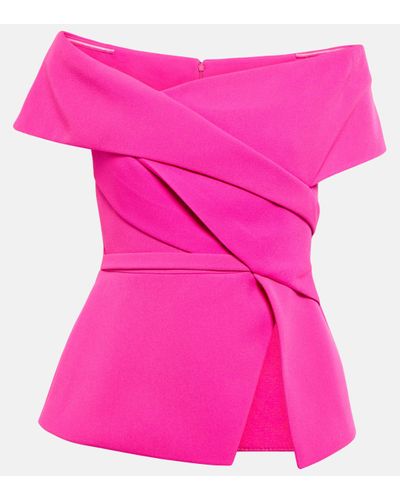 Safiyaa Eimear Off-shoulder Crepe Top - Pink