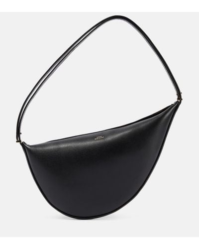 Totême Scooped Leather Shoulder Bag - Black