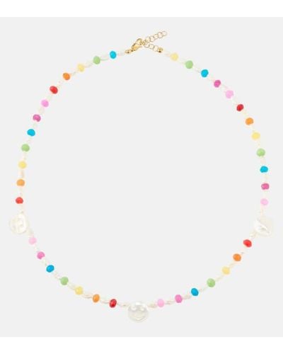 Roxanne First Disco 9kt Gold Necklace With Mother Of Pearl And Agates - Metallic