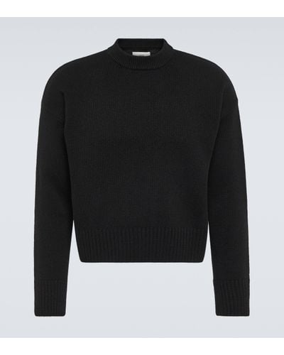 Ami Paris Cropped Wool And Cashmere Jumper - Black