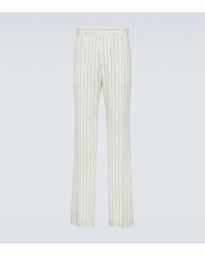 Dolce & Gabbana Pinstripe Wool Suit Trousers - White